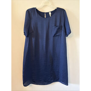 Navy Women’s Slip Dress Polyester Blend, Silky Soft Flowy Size Large